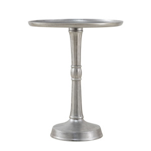 Beistelltisch Metall rund ø 44x53 cm Dekotisch Adlon silber mit Design Mittelfuß Aluminium