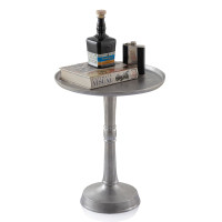 Beistelltisch Metall rund ø 44x53 cm Dekotisch Adlon silber mit Design Mittelfuß Aluminium