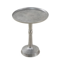 Beistelltisch Metall rund ø 44x53 cm Dekotisch Adlon silber mit Design Mittelfuß Aluminium
