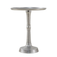 Beistelltisch Metall rund ø 44x53 cm Dekotisch Adlon silber mit Design Mittelfuß Aluminium