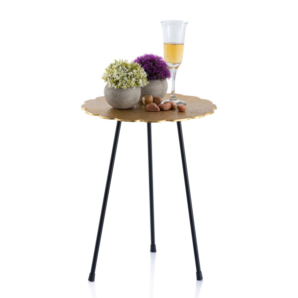 Beistelltisch Metall Dekotisch Hilton ø 35 x H 45 cm rund Aluminium mit Struktur gold