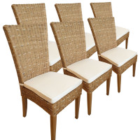 Esszimmer Stühle Rattanstühle Korbstühle Cardine 6 Stück cappuccino