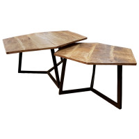 Couchtisch Set 2 Stück Wohnzimmer Tisch Satztisch Paris Metall-Gestell schwarz