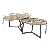 Couchtisch Set 2 Stück Wohnzimmer Tisch Satztisch Paris Metall-Gestell schwarz