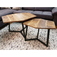 Couchtisch Set 2 Stück Wohnzimmer Tisch Satztisch Paris Metall-Gestell schwarz