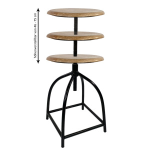 Drehhocker Barhocker Hocker Drehstuhl höhenverstellbar Liverpool Massivholz nachhaltig Metall Gestel
