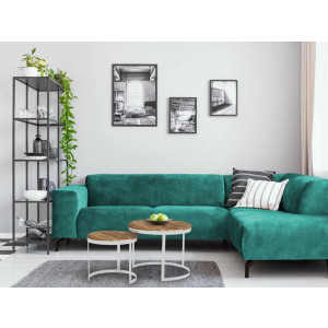Couchtisch 2er Set Beistelltisch Wohnzimmer-Tisch rund Austin Metall-Gestell altsilber