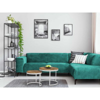 Couchtisch 2er Set Beistelltisch Wohnzimmer-Tisch rund Austin Metall-Gestell altsilber