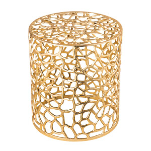 Beistelltisch Metall Dekotisch ø 40 x 46 cm rund Agadir gold Aluminium Korallen-Design