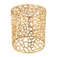 Beistelltisch Metall Dekotisch ø 40 x 46 cm rund Agadir gold Aluminium Korallen-Design