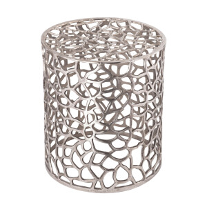Beistelltisch Metall Dekotisch ø 40 x 46 cm rund Agadir silber Aluminium Korallen-Design