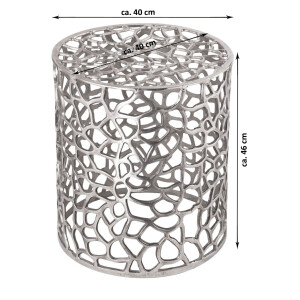 Beistelltisch Metall Dekotisch ø 40 x 46 cm rund Agadir silber Aluminium Korallen-Design