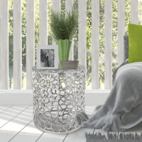 Beistelltisch Metall Dekotisch ø 40 x 46 cm rund Agadir silber Aluminium Korallen-Design