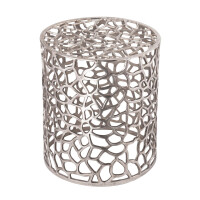 Beistelltisch Metall Dekotisch ø 40 x 46 cm rund Agadir silber Aluminium Korallen-Design