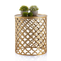 Dekotisch Metall Beistelltisch ø 40 x 45 cm rund Kairo gold Aluminium Orientalisch