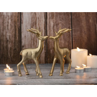 Deko Figur Hirsch 2er Set Tischdekoration Tierfigur Metall Weihnachtsdeko gold Aluminium
