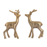 Deko Figur Hirsch 2er Set Tischdekoration Tierfigur Metall Weihnachtsdeko gold Aluminium