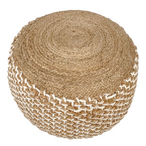 Sitzpouf Jute Sitzhocker rund 50x50 cm Deko Hocker Jute natur Sitzpouf Bodenkissen Fußhocker
