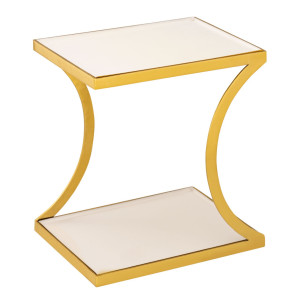 Beistelltisch weiß Dekotisch eckig 40 H 45 cm Lampentisch Sofatisch Eden Tisch Metall gold