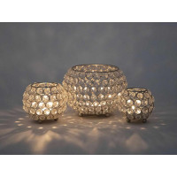 Teelichthalter Kerzenhalter Set 3-teilig Crystal Kerzenständer  silber Vintage Kristall