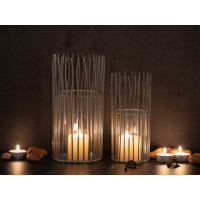 Kerzenhalter Set 2-teilig Teelichthalter Windlicht Loft silber Kerzenständer Windlichter