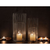 Kerzenhalter Set 2-teilig Teelichthalter Windlicht Loft silber Kerzenständer Windlichter
