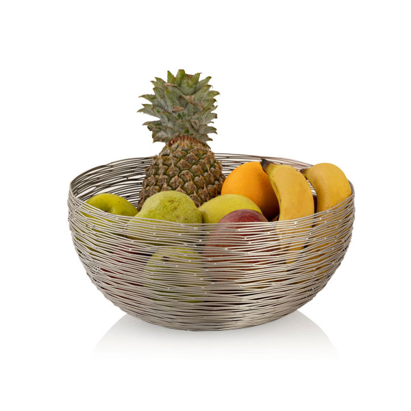 Obstkorb ø 30 cm H 13 cm Brotkorb Obstschale Metall rund silber dollce Metall Drahtstruktur