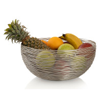 Obstkorb ø 30 cm H 13 cm Brotkorb Obstschale Metall rund silber dollce Metall Drahtstruktur
