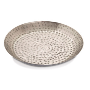Dekotablett ø 28 cm rund silber Deko Tablett Serviertablett Metall Kerzentablett