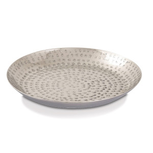 Dekotablett ø 28 cm rund silber Deko Tablett Serviertablett Metall Kerzentablett