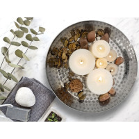 Dekotablett ø 28 cm rund silber Deko Tablett Serviertablett Metall Kerzentablett