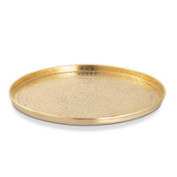 Serviertablett Deko Tablett ø 40 cm rund gold Metall Kerzentablett Dekotablett