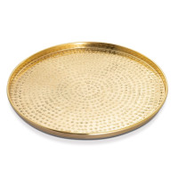 Serviertablett Deko Tablett ø 40 cm rund gold Metall Kerzentablett Dekotablett