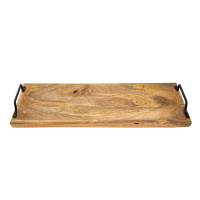 Serviertablett Holztablett Tablett Holz 50x20cm Servierbrett Deko Tablett Mangoholz massiv