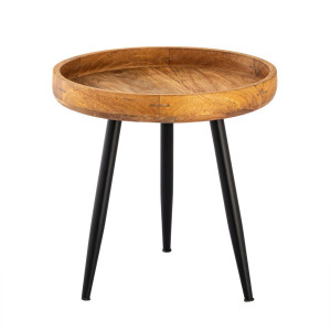 Beistelltisch Holz rund ø 40 Vancouver Couchtisch Wohnzimmer Tisch Metall-Füße schwarz matt