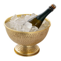 Flaschenkühler Weinkühler 4-teilig Metall ø 29 cm Sektkühler rund  gold Eiskühler Champagner