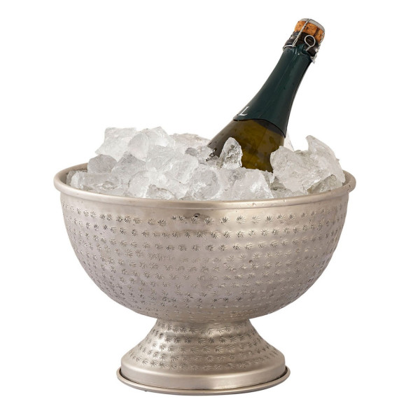 Flaschenkühler Weinkühler 4-teilig Metall ø 29 cm Sektkühler rund silber Eiskühler Champagner