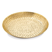 Dekotablett Deko Tablett 20-teilig Metall ø 28 cm rund gold o. silber Deko Tablett Serviertablett Ke