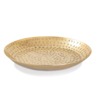 Dekotablett Deko Tablett 20-teilig Metall ø 28 cm rund gold o. silber Deko Tablett Serviertablett Ke