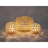 Kerzenhalter 24-teilig Set 3 x 8 VE Teelichthalter Crystal gold Vintage Kris