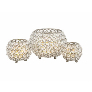 Kerzenhalter 24-teilig Set 3 x 8 VE Teelichthalter Crystal Kerzenständer gold Vintage Kris