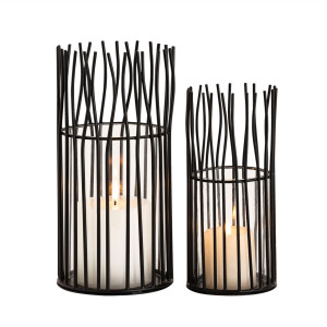 Windlicht 8-teilig Set 2 x 4 VE Kerzenhalter Teelichthalter Loft schwarz Kerzenständer