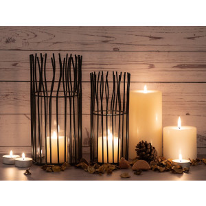 Windlicht 8-teilig Set 2 x 4 VE Kerzenhalter Teelichthalter Loft schwarz Kerzenständer