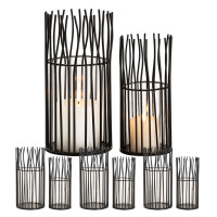 Windlicht 8-teilig Set 2 x 4 VE Kerzenhalter Teelichthalter Loft schwarz Kerzenständer