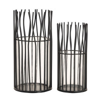 Windlicht 8-teilig Set 2 x 4 VE Kerzenhalter Teelichthalter Loft schwarz Kerzenständer