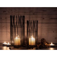 Windlicht 8-teilig Set 2 x 4 VE Kerzenhalter Teelichthalter Loft schwarz Kerzenständer