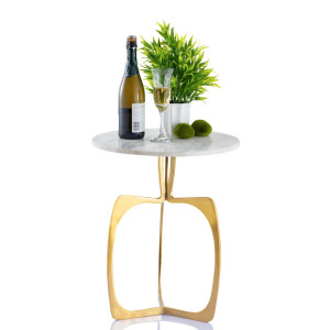Beistelltisch Metall rund ø 45 x 56 cm Dekotisch Marmor Sohoo Gestell gold