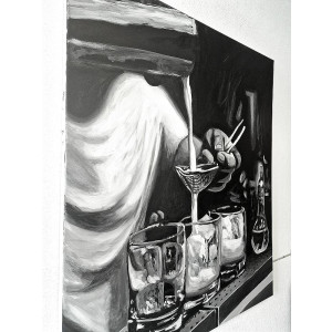 Modernes Schwarz Weiss Gemälde Motiv GESCHÜTTELT 120x100cm Akryl auf Leinwand