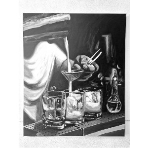 Modernes Schwarz Weiss Gemälde Motiv GESCHÜTTELT 120x100cm Akryl auf Leinwand