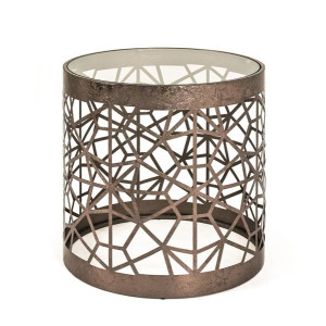 Beistelltisch aus Metall in bronze lackiert13252 Ablage aus Sicherheitsglas, montiert